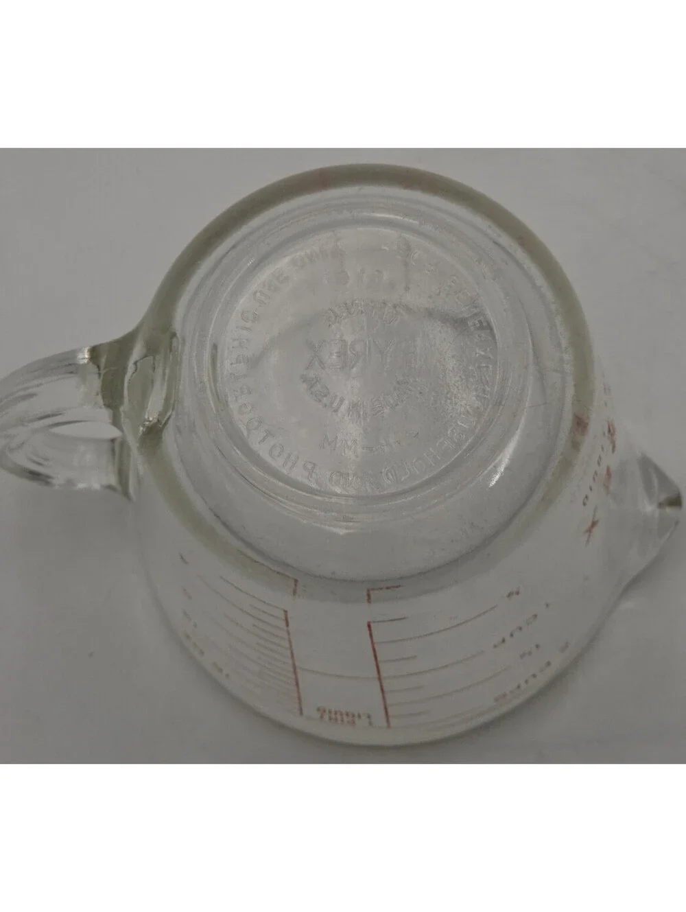 Vintage PYREX 516 2 Cup 1 Pint Red Letter Glass Measuring Cup USA Made 1940s